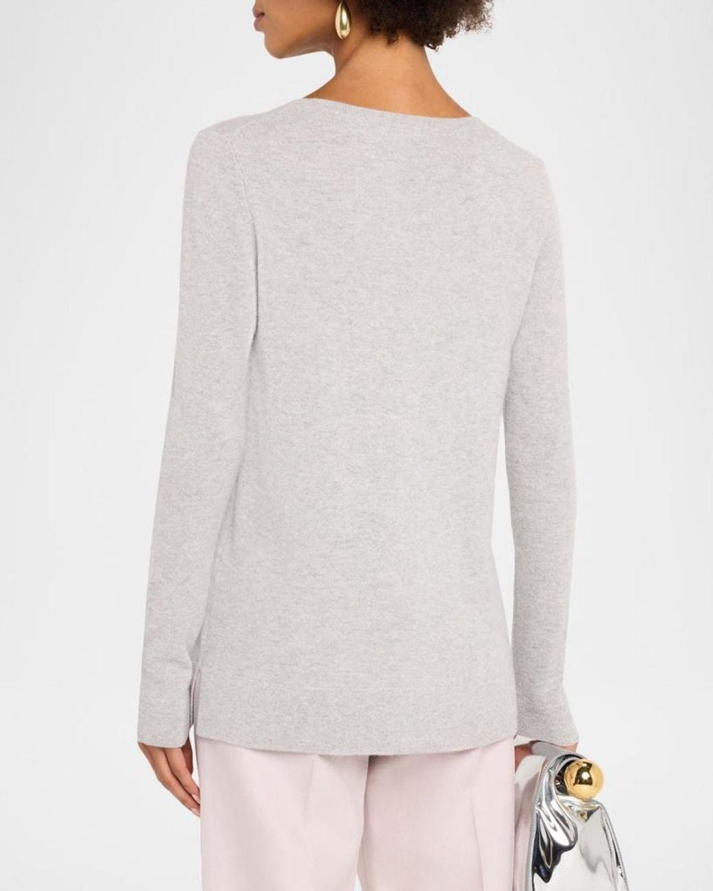 Neiman Marcus Pink Cashmere Basic Crewneck Top