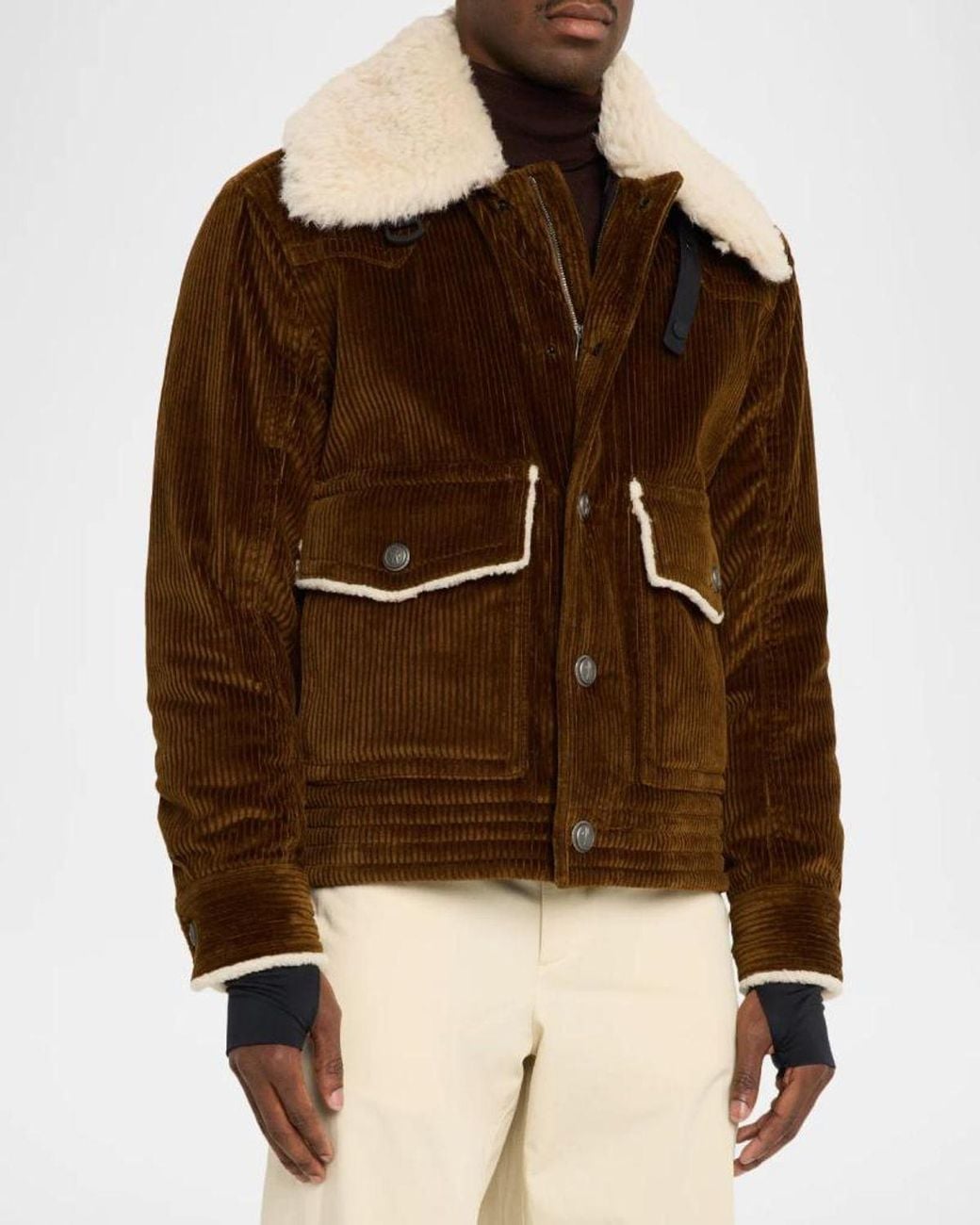 Moncler Brown Givrand Virgin Wool Shearling-Collar Down Jacket for men