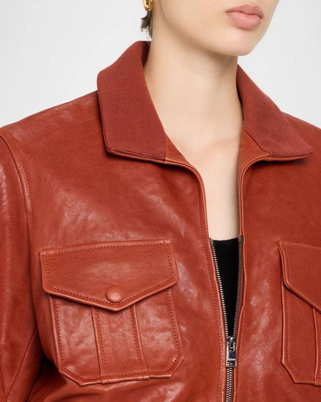 FRAME Red The Ace Leather Jacket