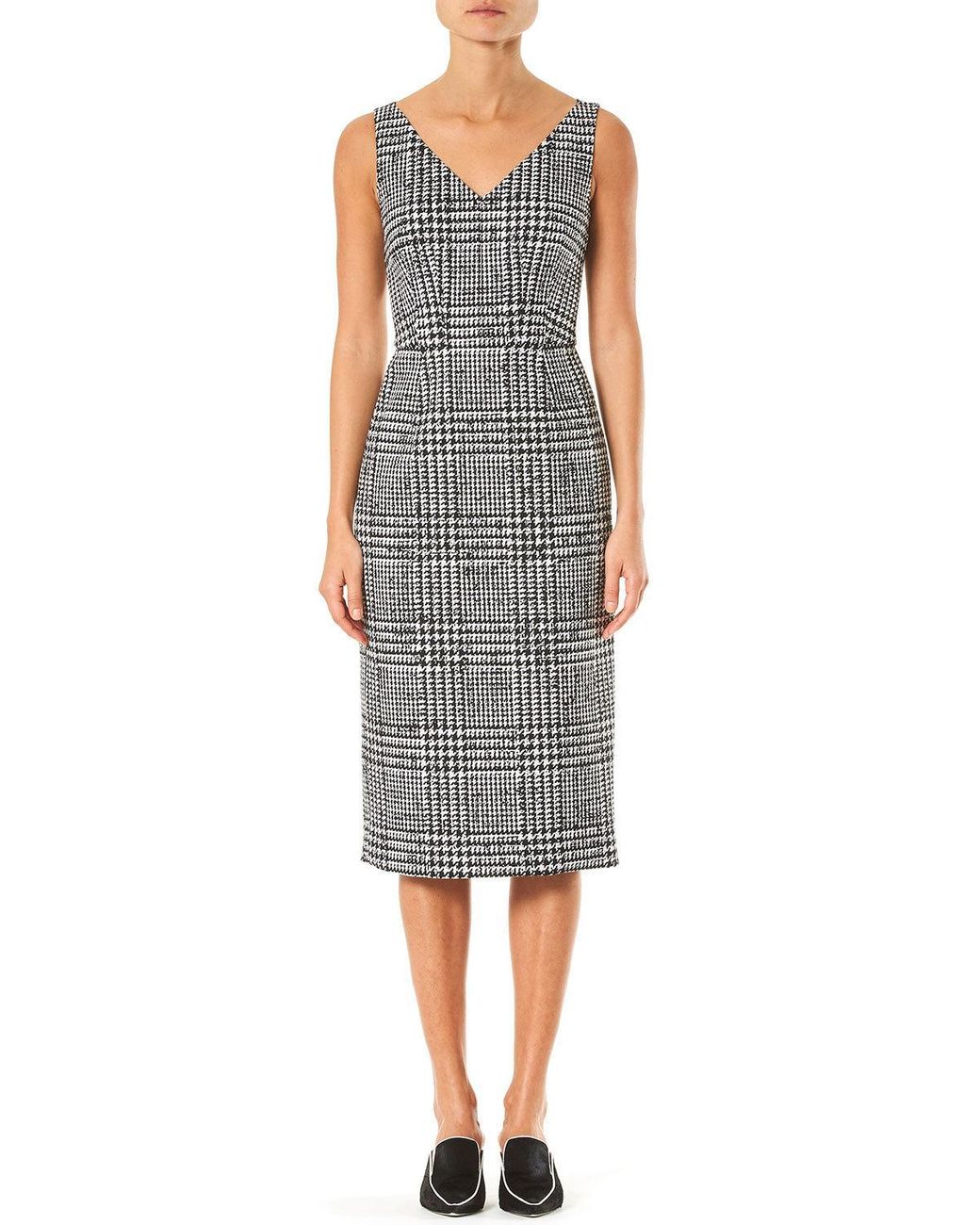 Sleeveless Plaid Wool Silk Sheath Dress Sleeveless Plaid Wool Silk Sheath Dress