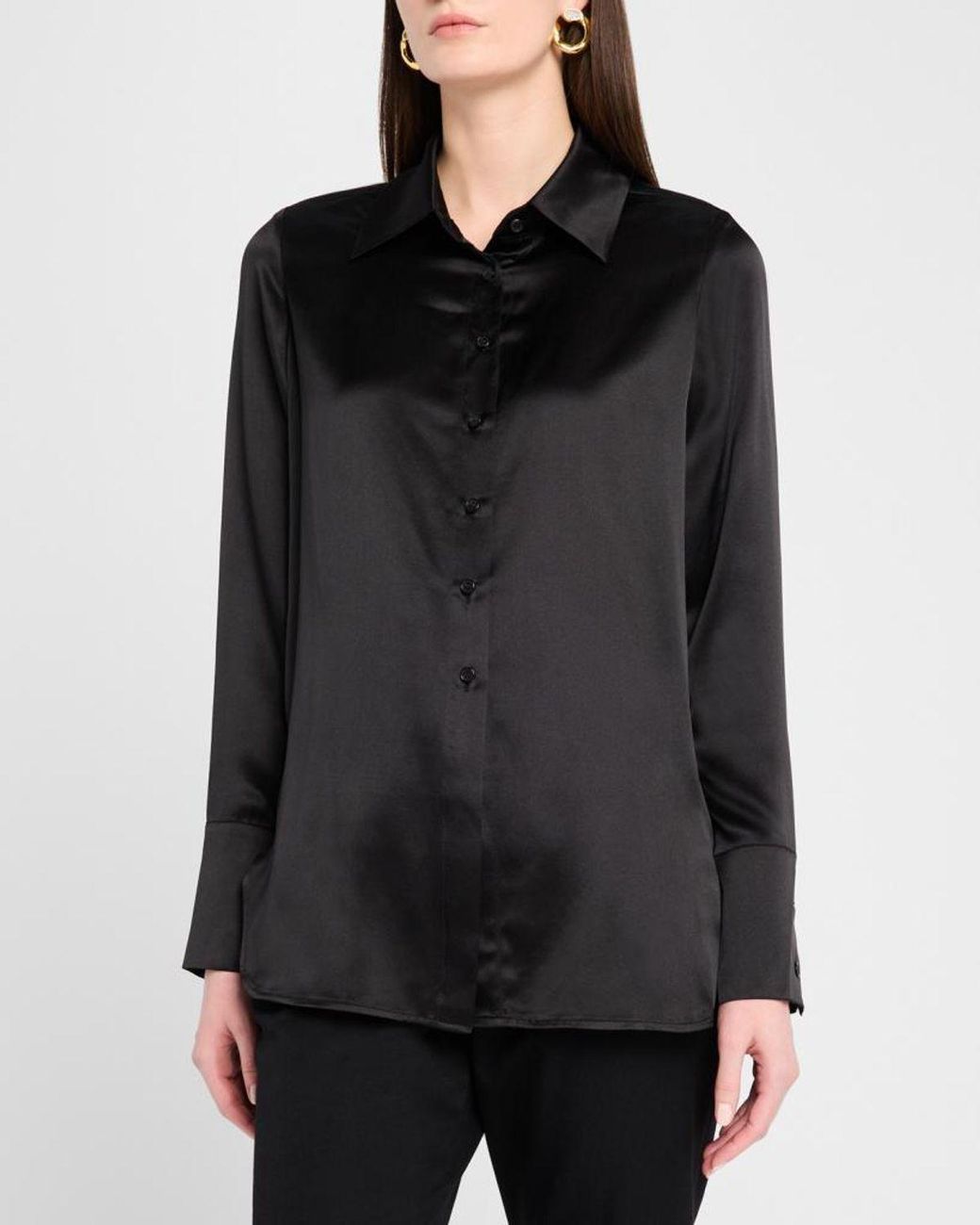 Co. Black Silk Button-Down Shirt