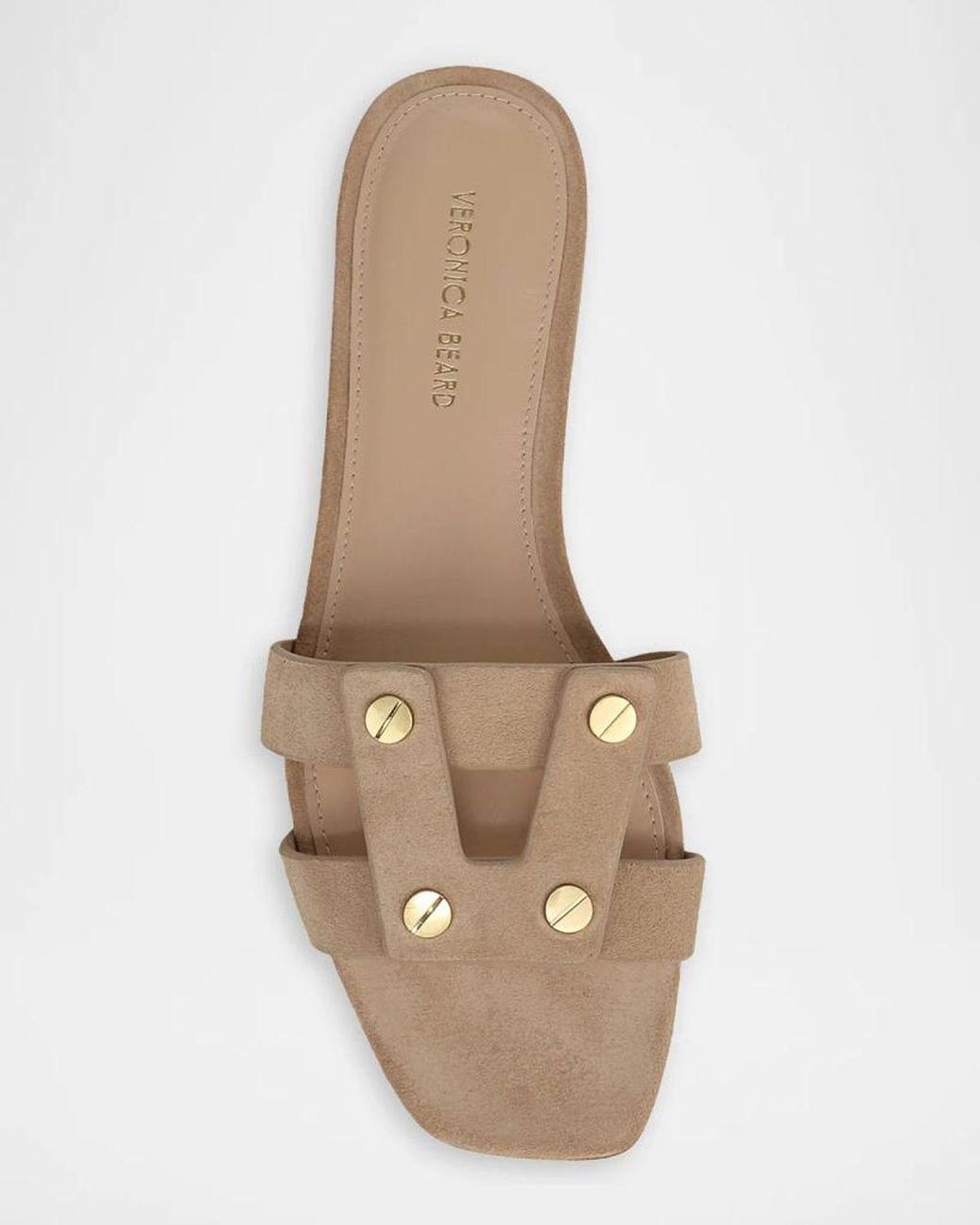 Veronica Beard White Via Suede Flat Slide Sandals
