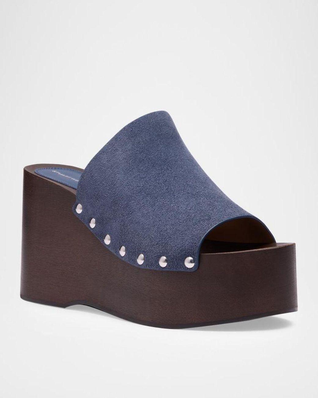Stuart Weitzman Blue 100Mm Kate Suede Platform Clogs