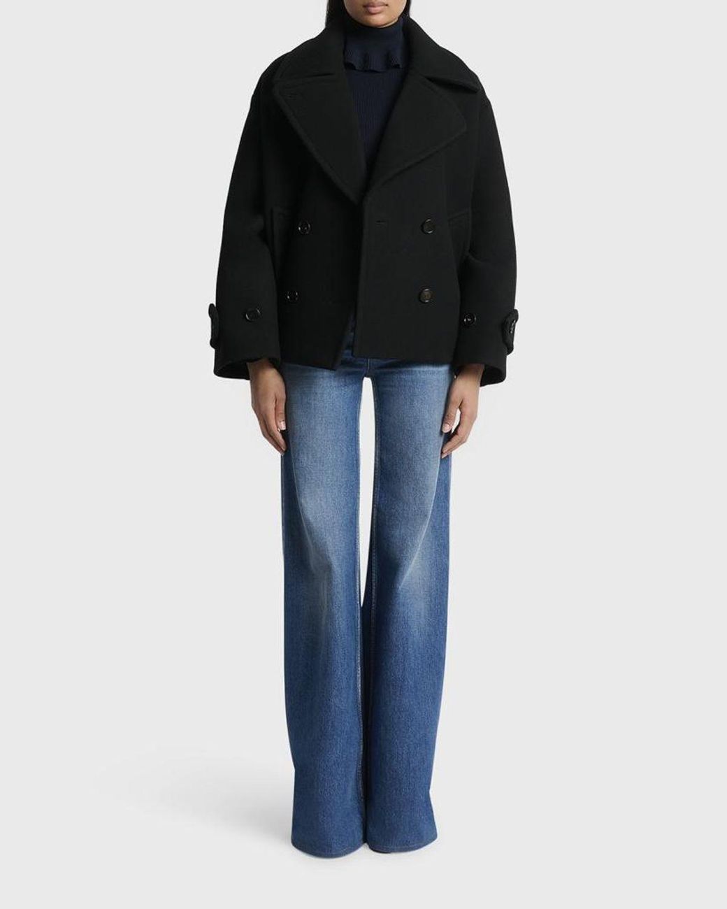Chloé Black Double-Breasted Wool Peacoat