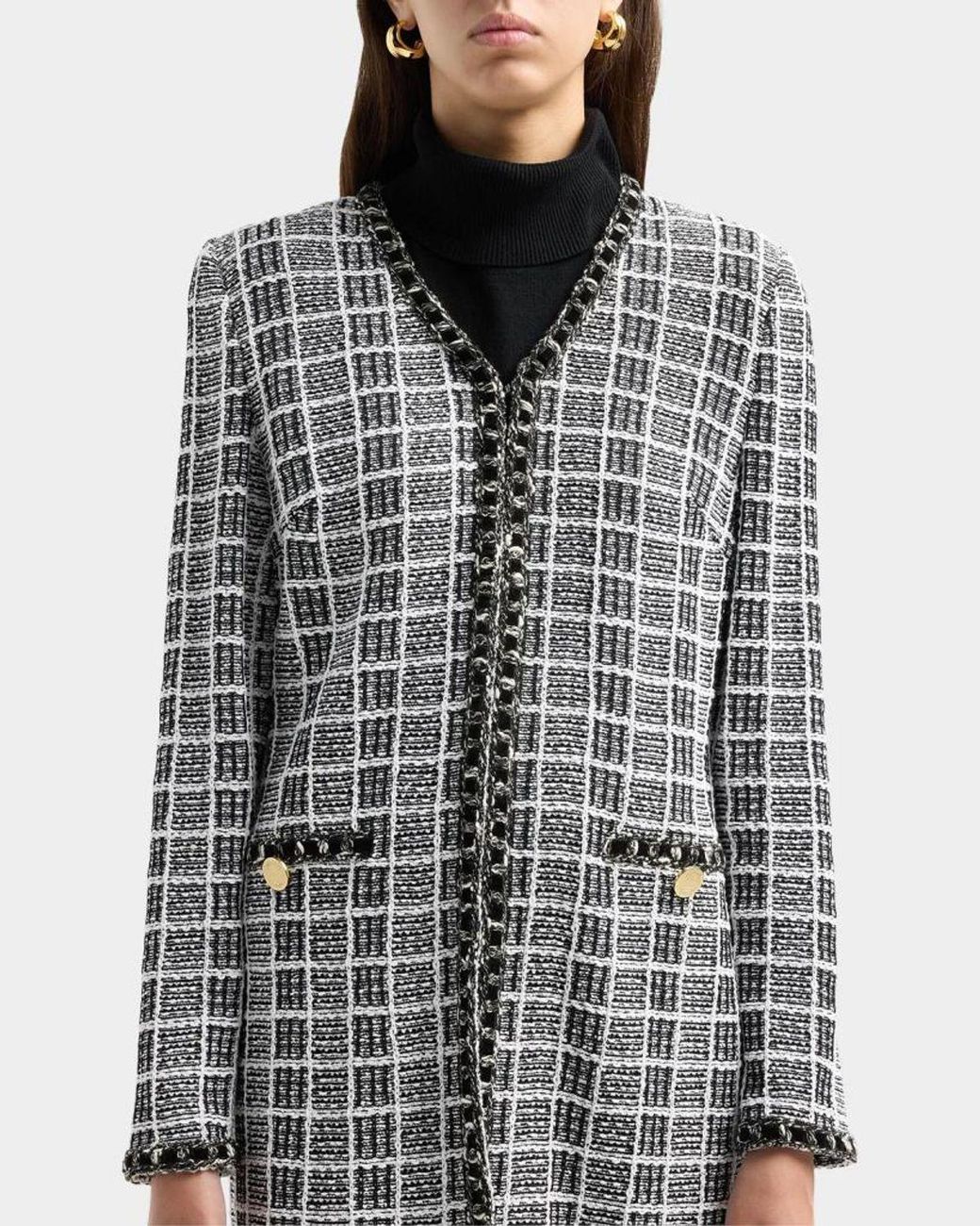 Misook Gray Grid-Check Jacket