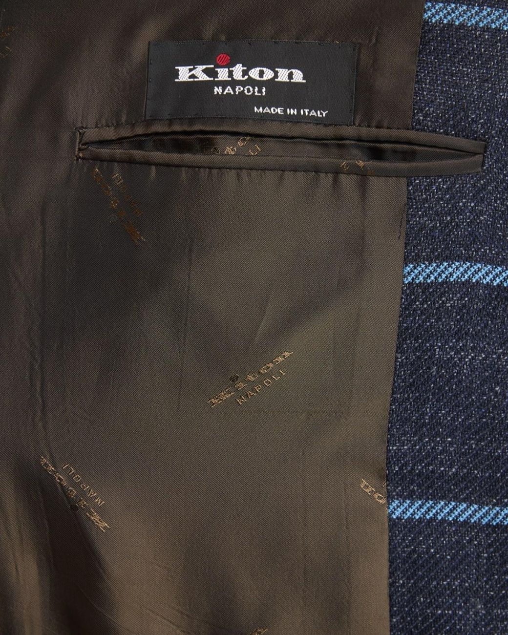 Kiton Blue Apos;S Windowpane Check Cashmere-Blend Blazer for men