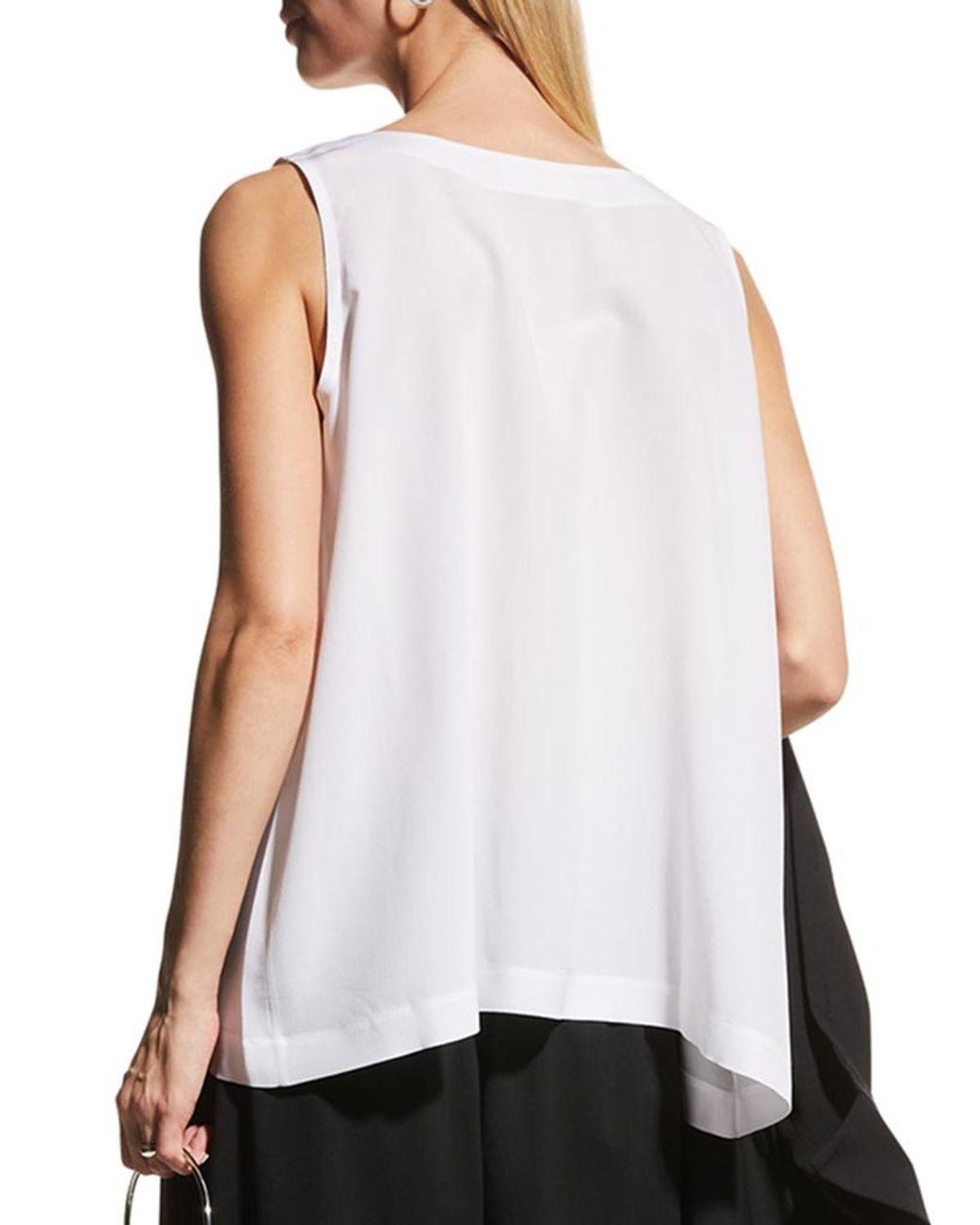Eskandar White Lightweight Silk A-Line Shell