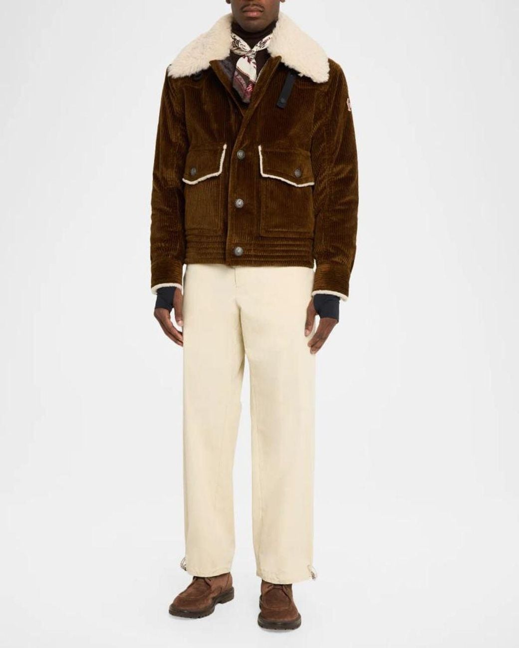 Moncler Brown Givrand Virgin Wool Shearling-Collar Down Jacket for men