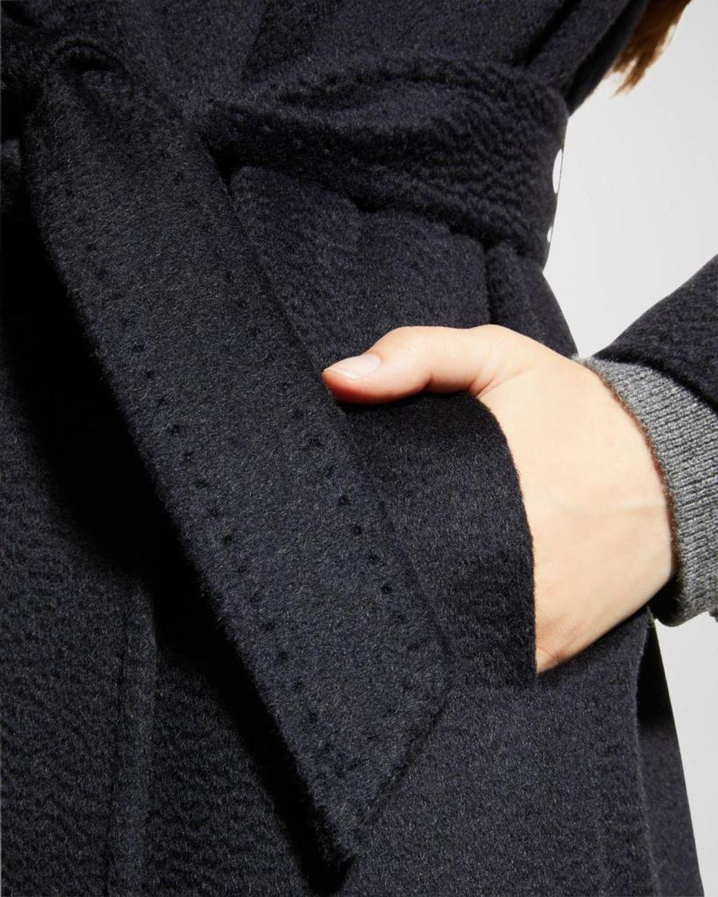 Max Mara Black Manuela Belted Wrap Coat
