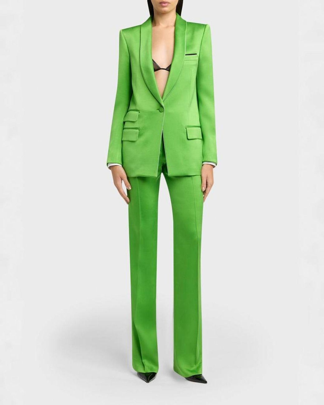 Tom Ford Green Single-Breasted Silk-Wool Blazer Jacket