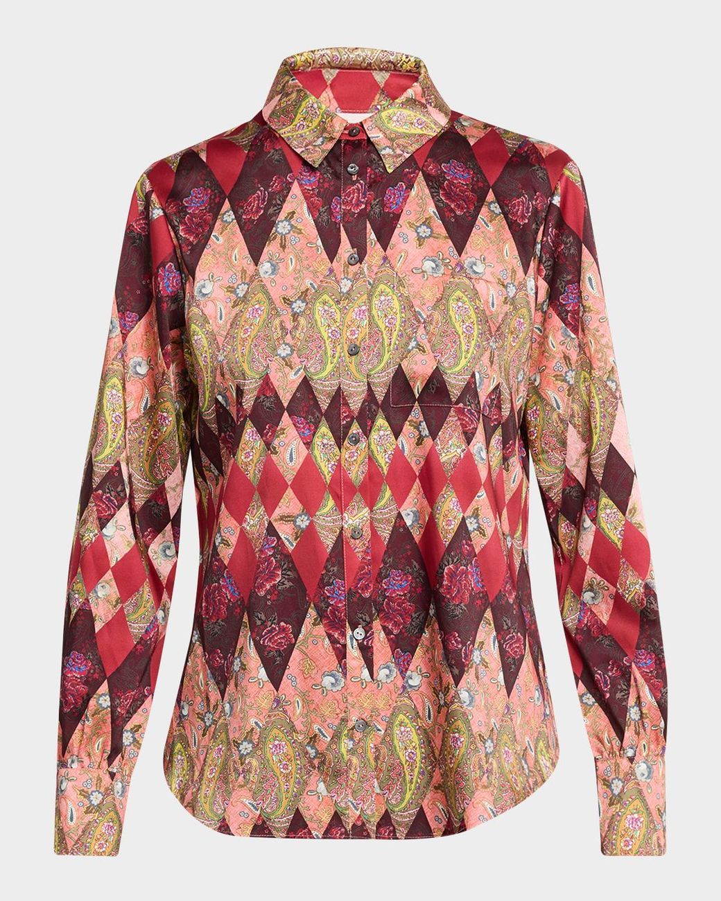 Cinq À Sept Red Thea Patchwork Print Shirt