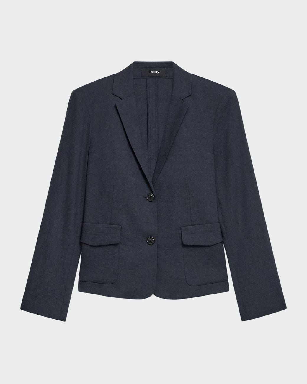 Theory Blue Shrunken Crunch Linen Jacket