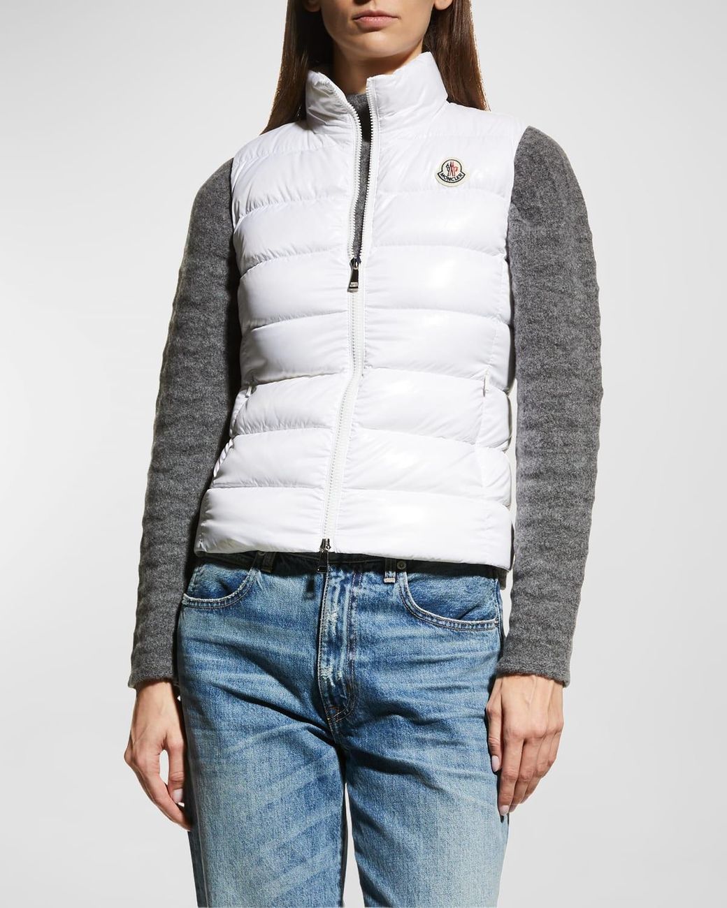 Moncler Ghany Shiny Quilted Puffer Vest in White | Lyst