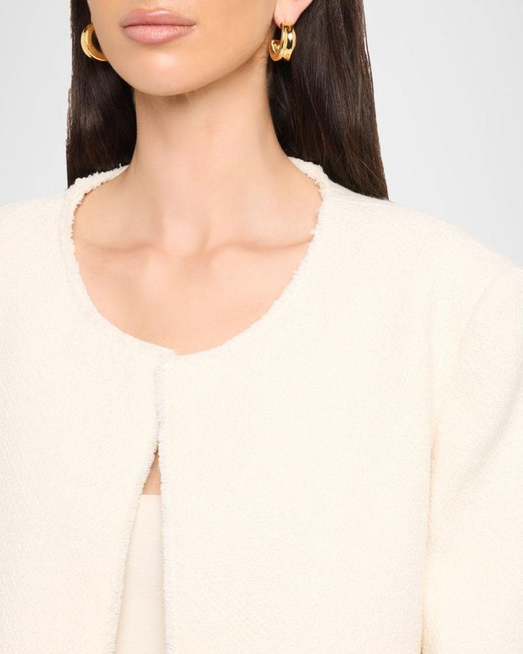 Totême Natural Open-Front Bouclé Blazer Jacket