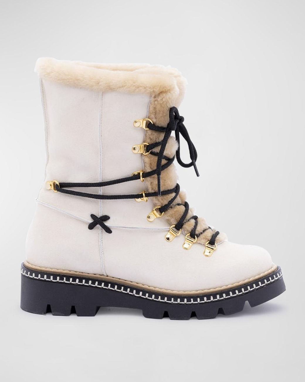MONTELLIANA 1965 Shearling-lined Leather Hiking Boots in White | Lyst