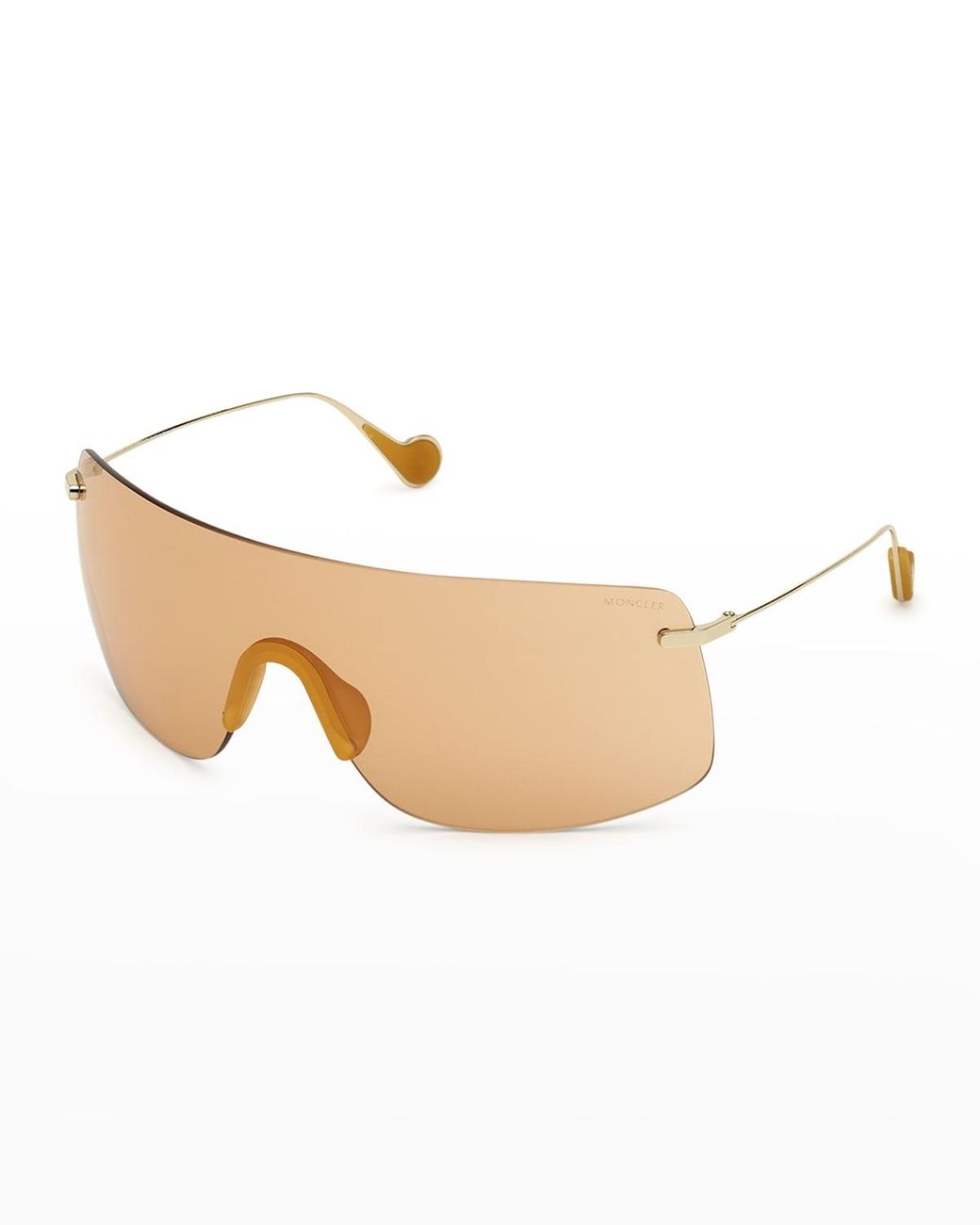 Moncler Electra Rimless Metal Shield Sunglasses in Natural | Lyst