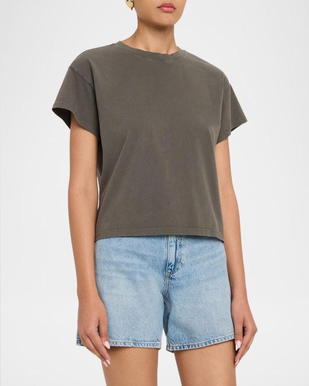 Rag & Bone Gray Boxy Washed Cotton Tee