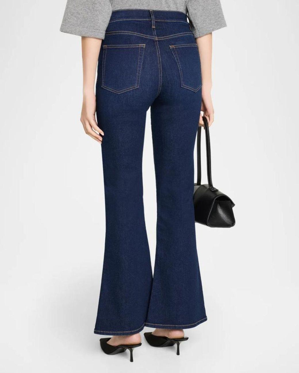 FRAME Blue Petite The Pixie Flare Jeans