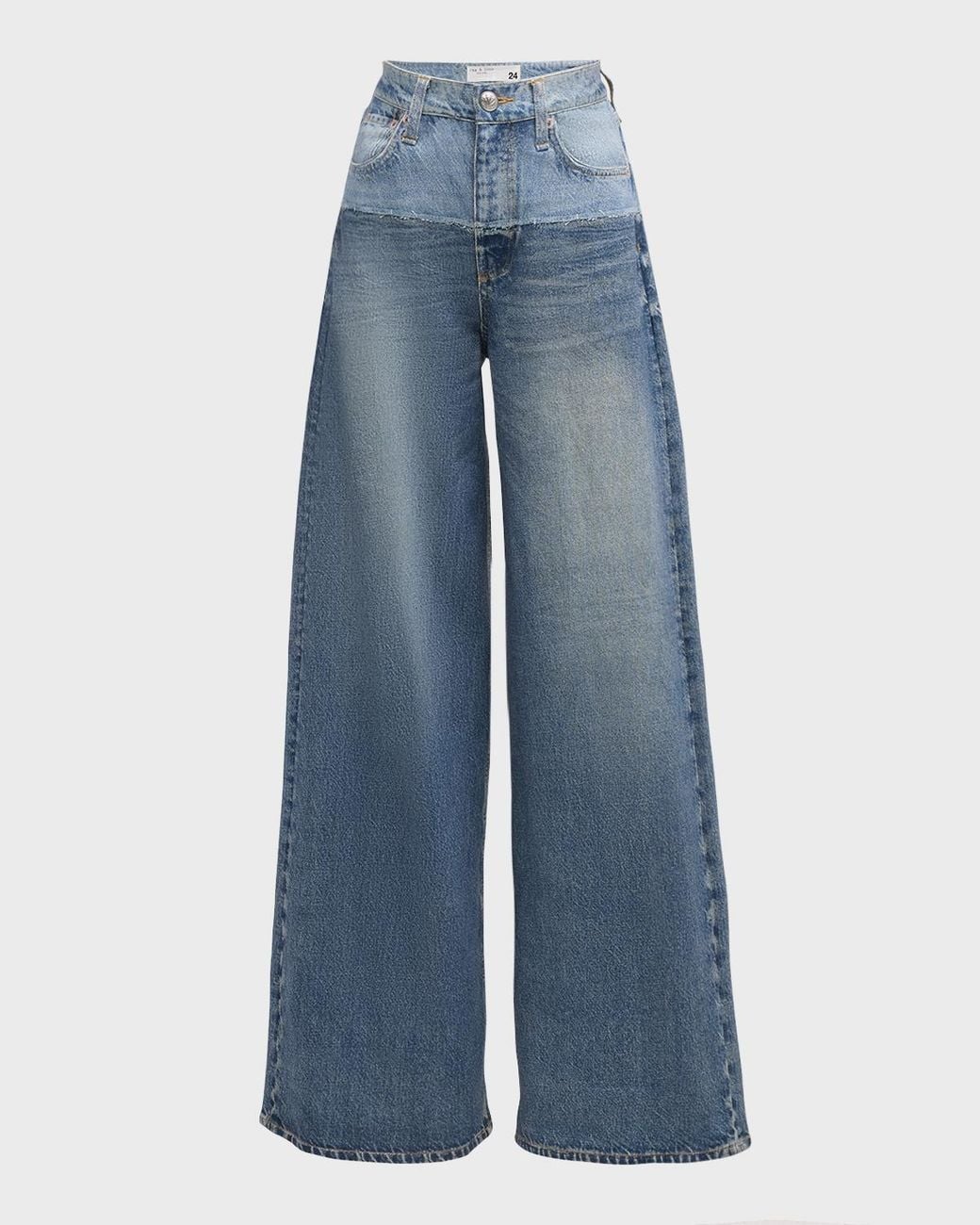 Rag & Bone Blue Rb Miramar Sofie Cotton-Terry Wide-Leg Jeans