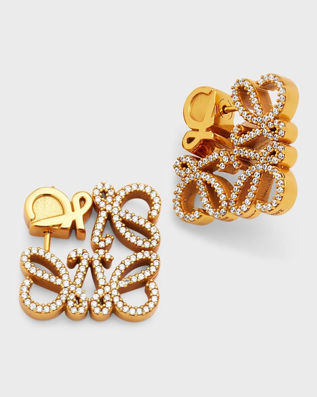Loewe Pave Anagram Stud Earrings in Metallic | Lyst