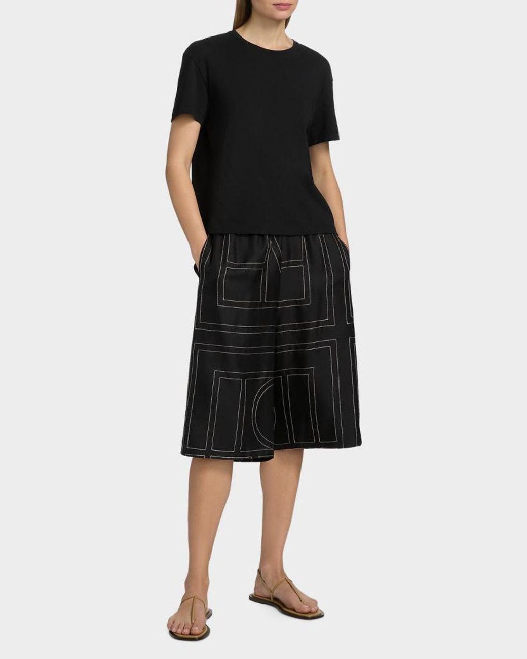 Totême Black Monogram Silk Culottes