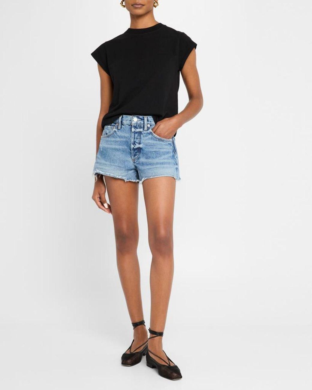 Agolde Black Bryce Cap Sleeve Tee