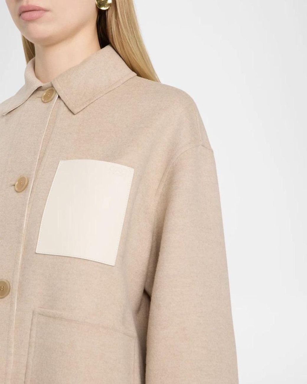 Loewe Natural Collared Wool-Cashmere Workwear Jacket