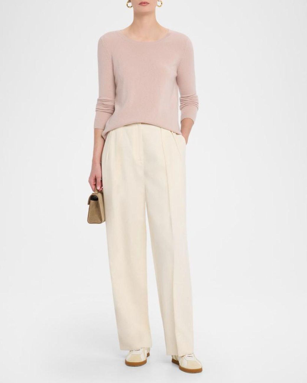 Neiman Marcus Pink Cashmere Basic Crewneck Top