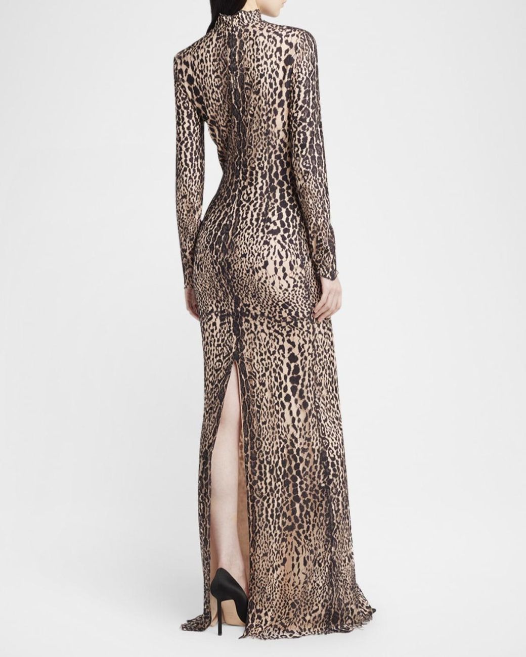Tom Ford Leopard Print Long Sleeve Lace Gown | Lyst