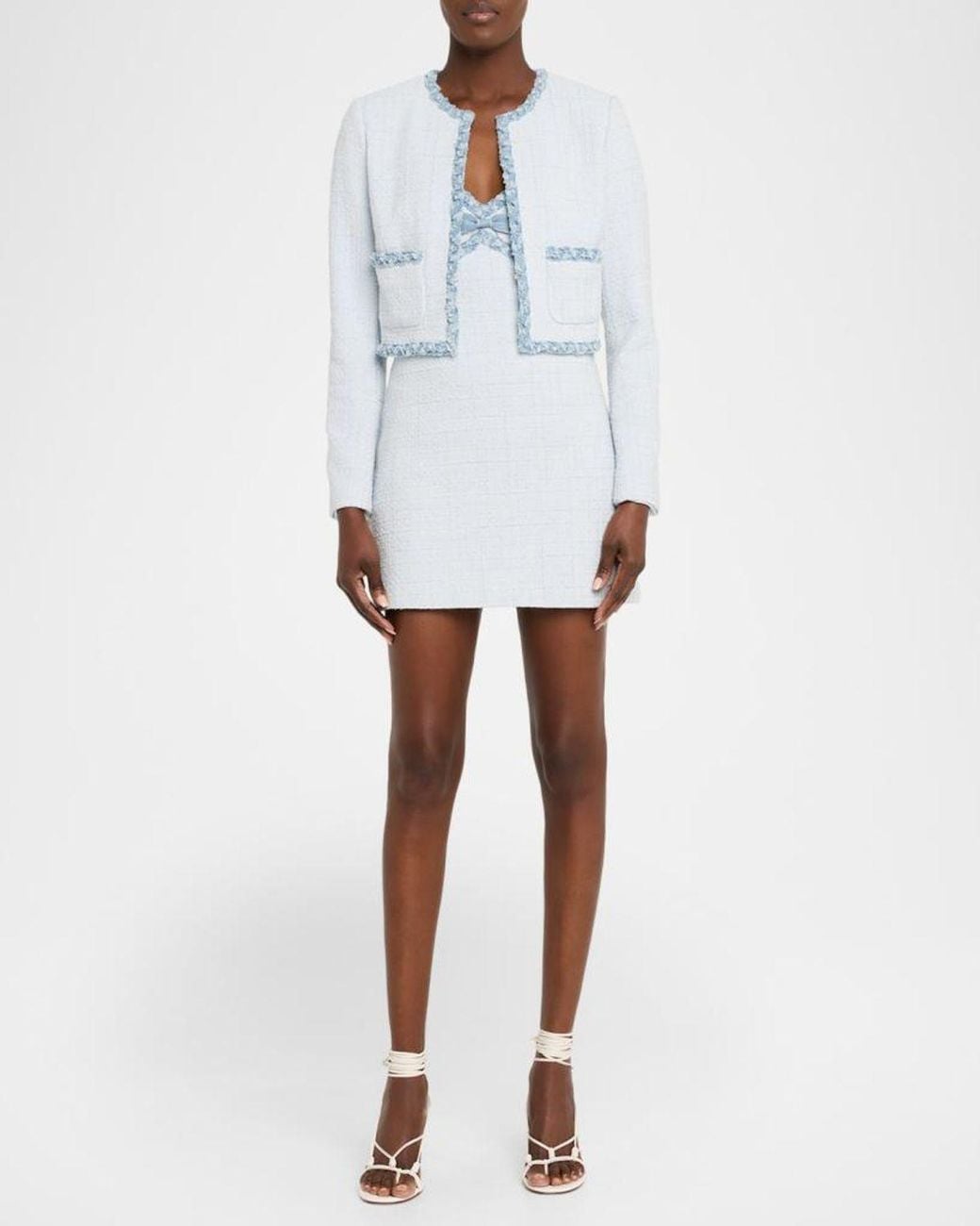 LoveShackFancy Blue Azula Tweed Jacket