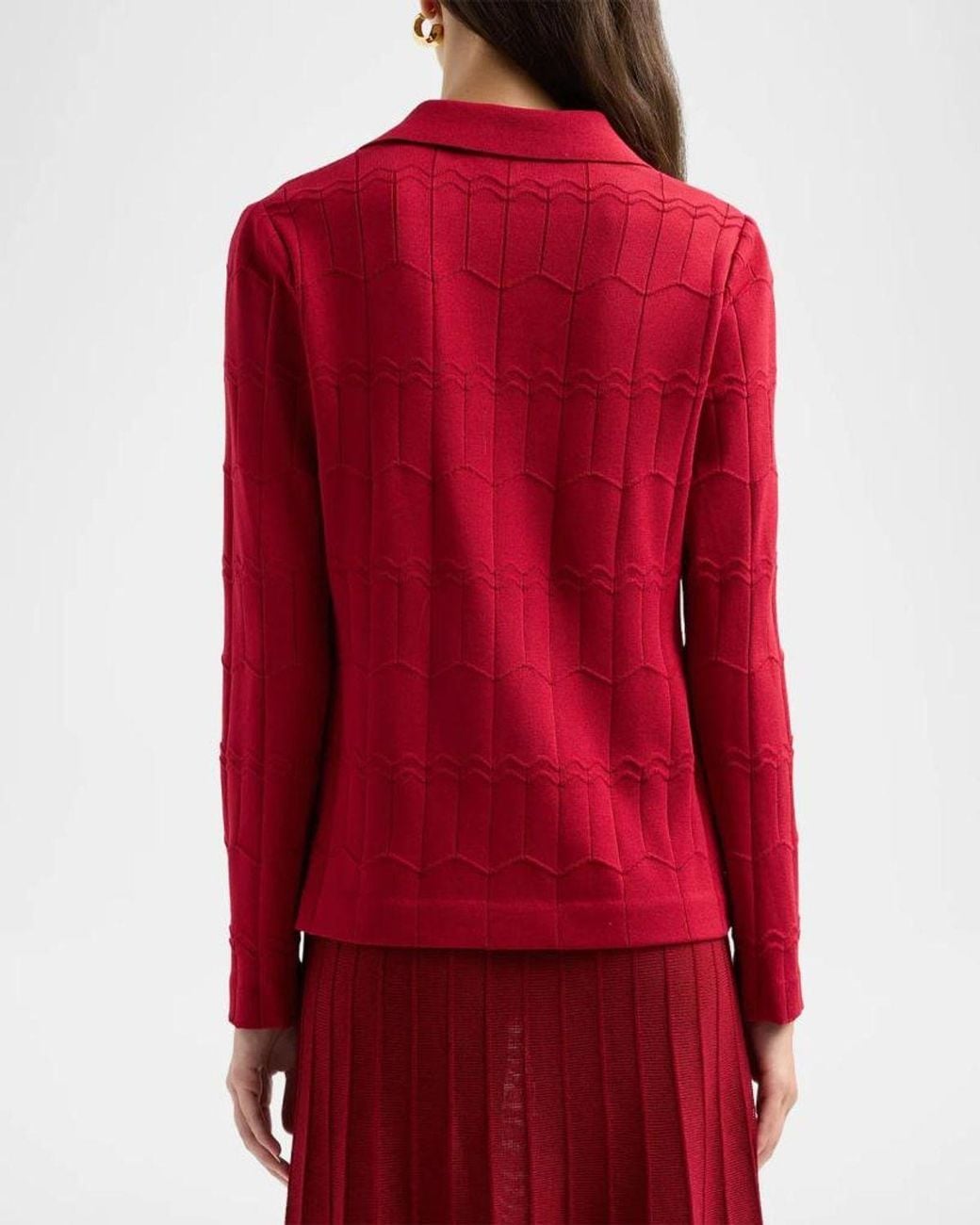 Misook Red Geometric Tunic