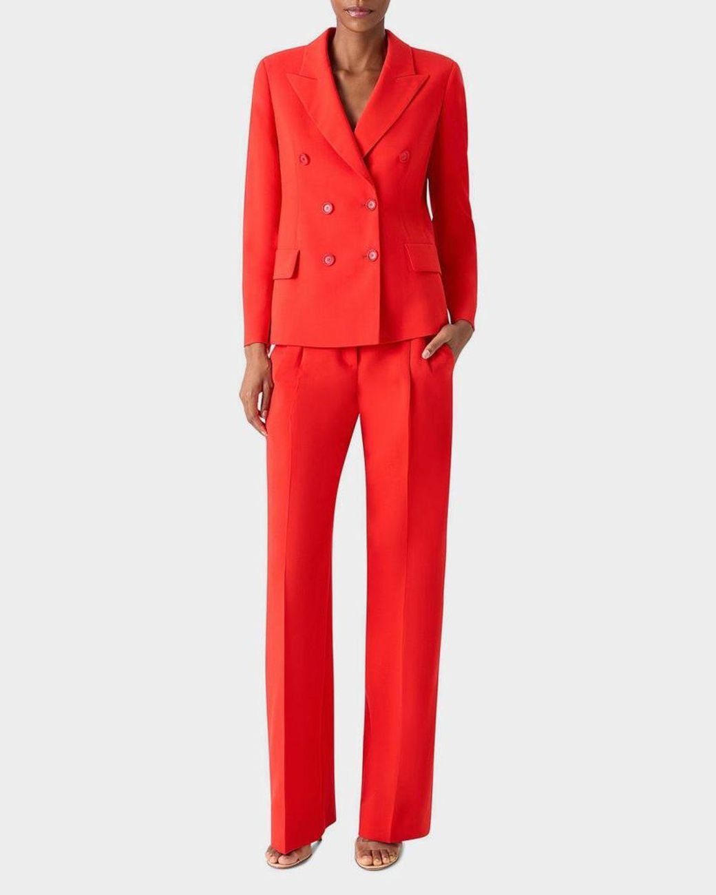 Akris Red Azalea Wool Double-Breasted Blazer