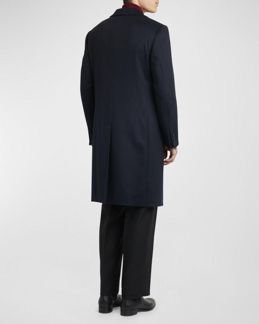 Brioni Blue Apos;S Solid Wool Topcoat for men