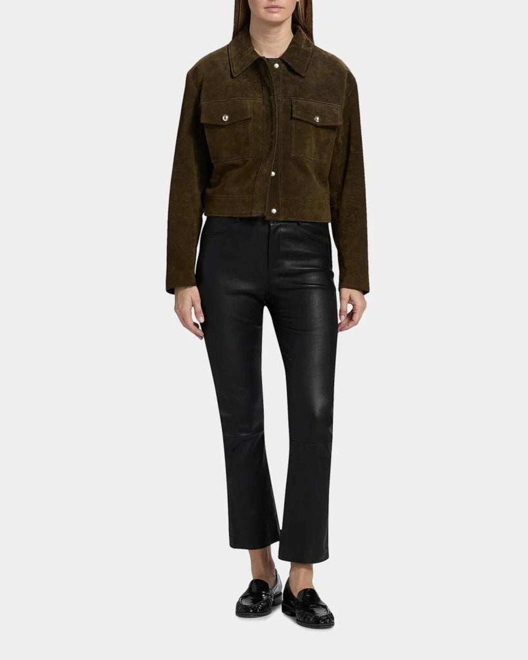 Lamarque Black Faris Leather Flare Pants