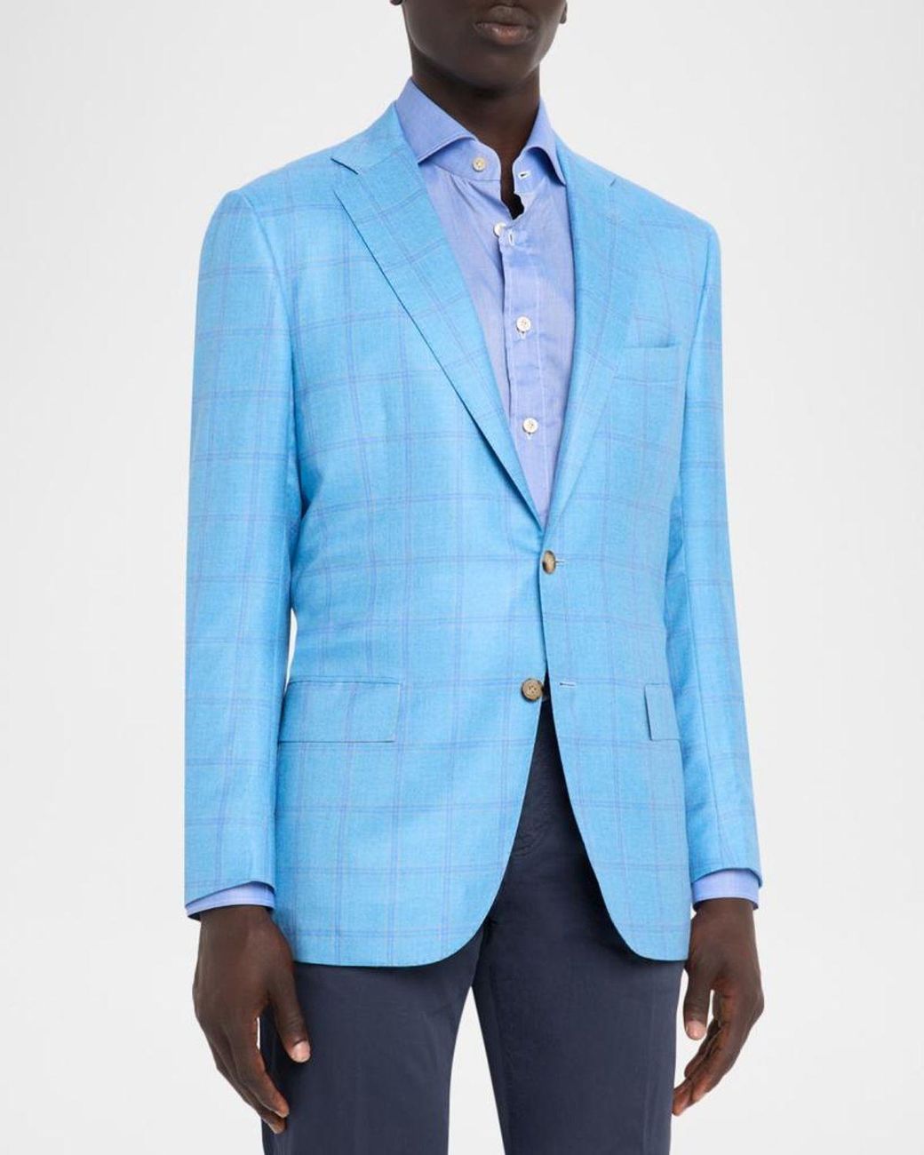 Kiton Blue Apos;S Light Windowpane Jacket for men