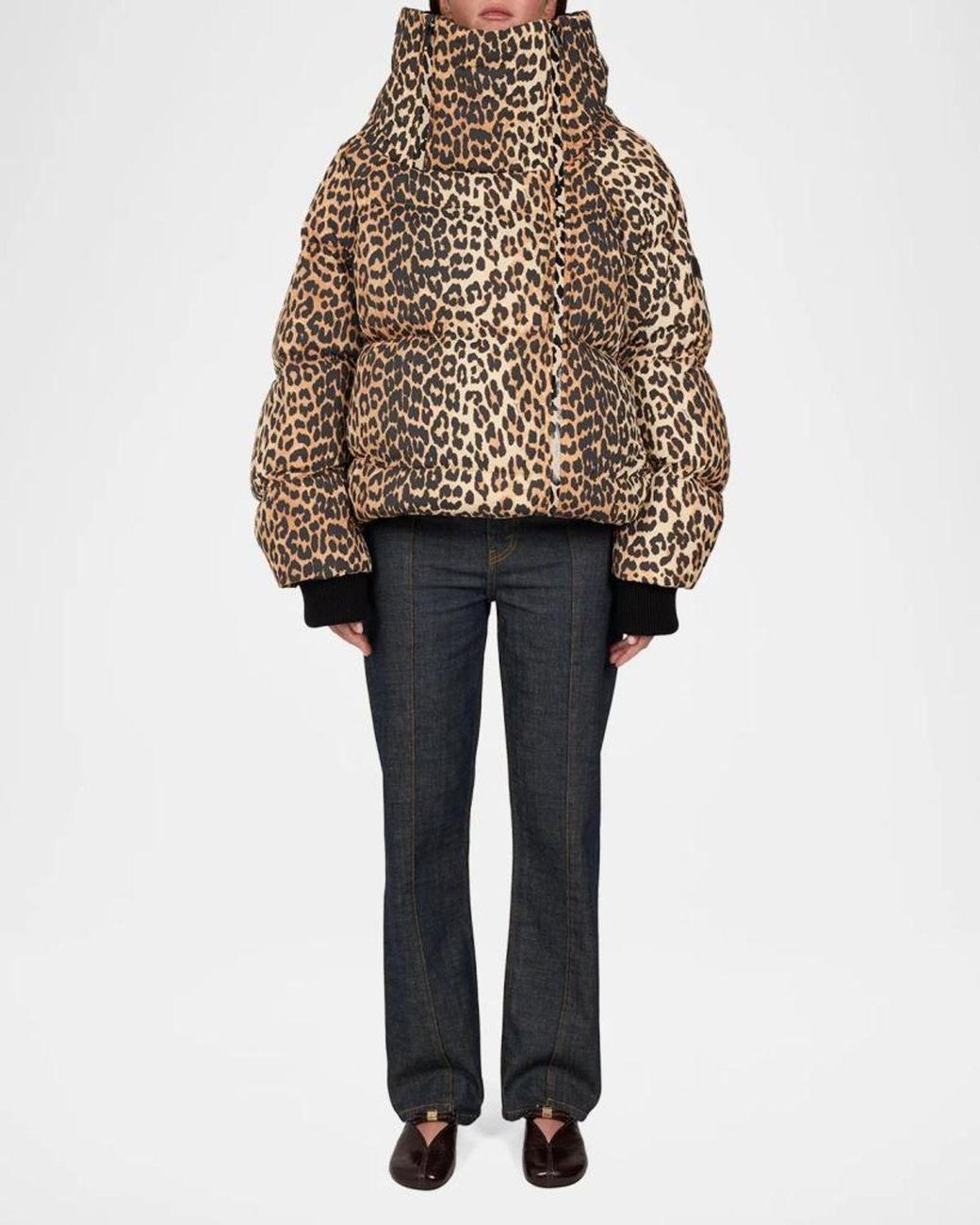 Ganni Natural Future Leopard-Printed Puffer Jacket