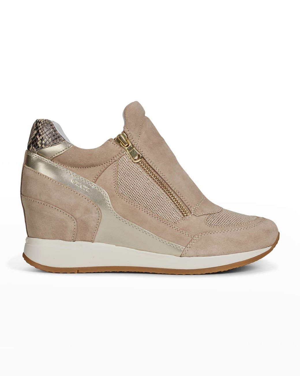 Geox Nydame Mix-media Wedge Sneakers in Natural | Lyst