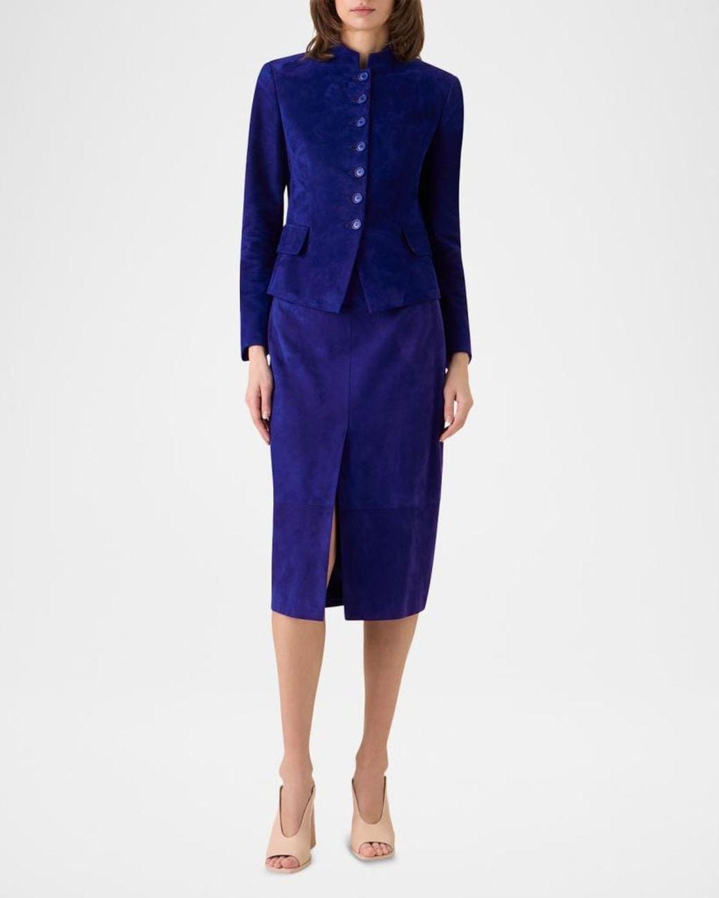 Akris Blue Deva Suede Short Jacket
