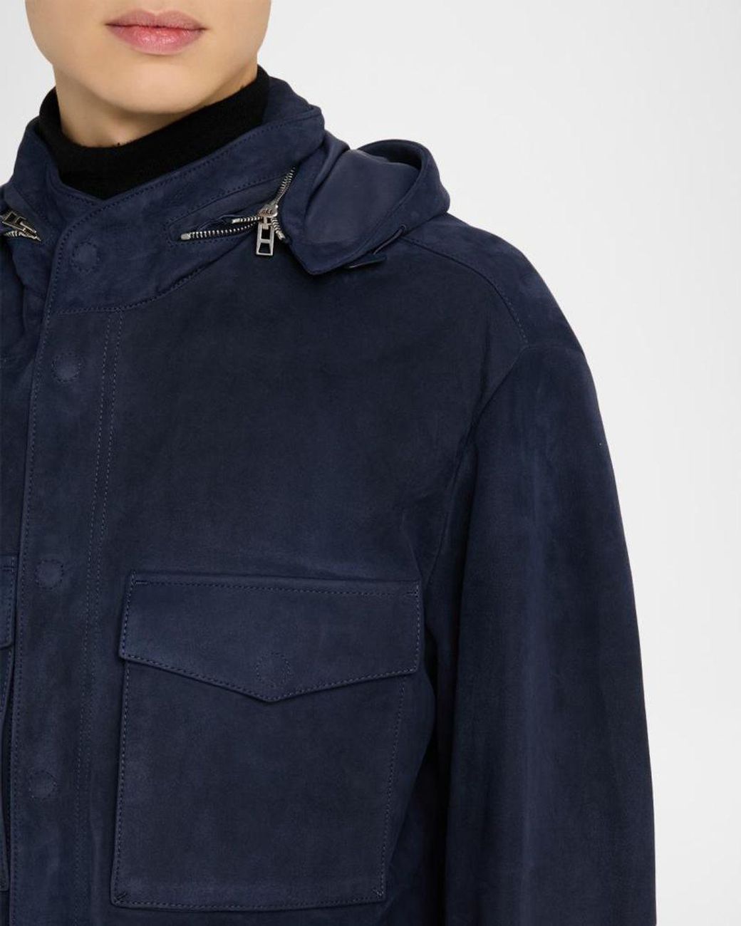 Tom Ford Blue Apos;S Suede Hooded Field Jacket for men