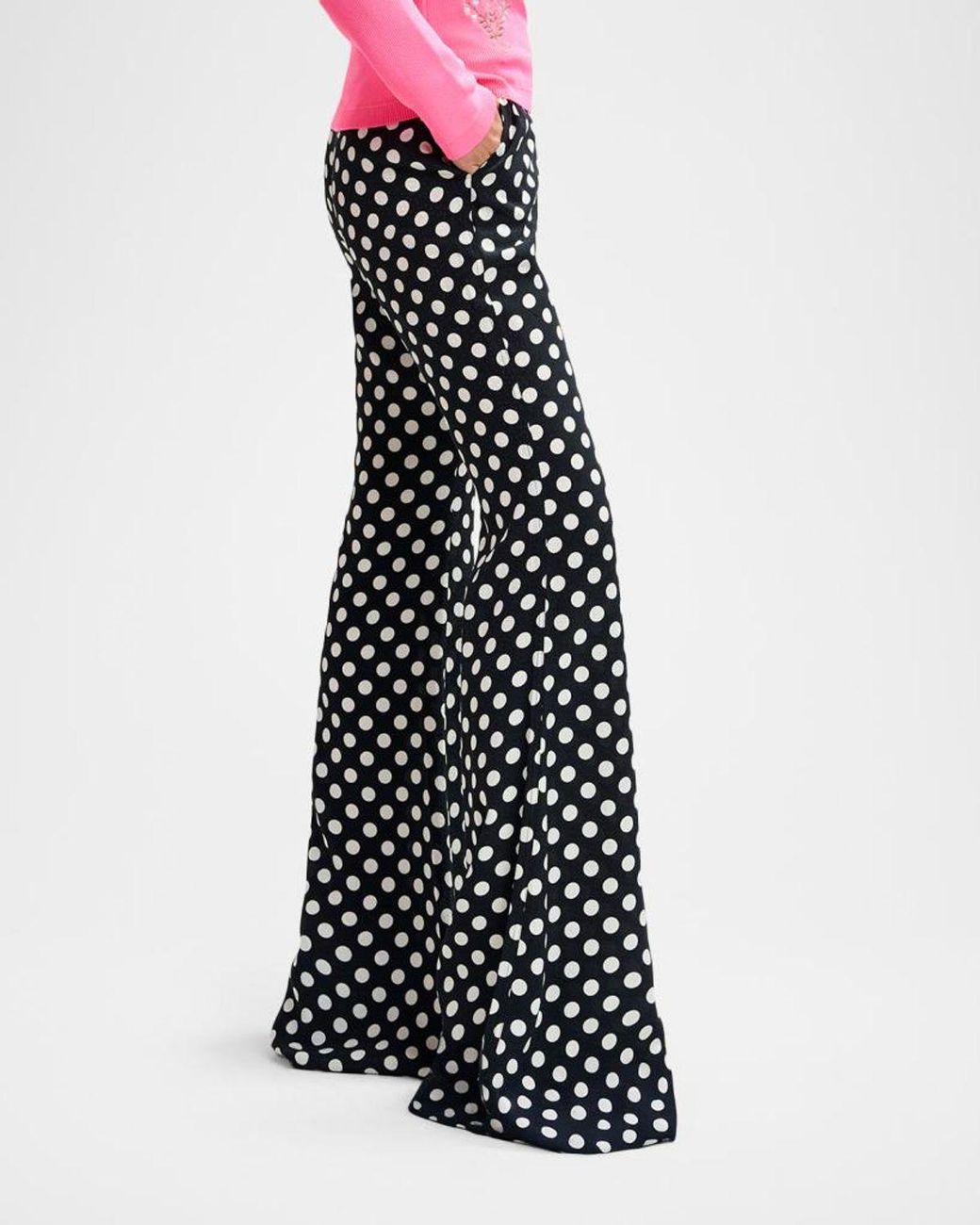 Essentiel Antwerp Jodie Polka-Dot Fitted Flare Pants in Black | Lyst