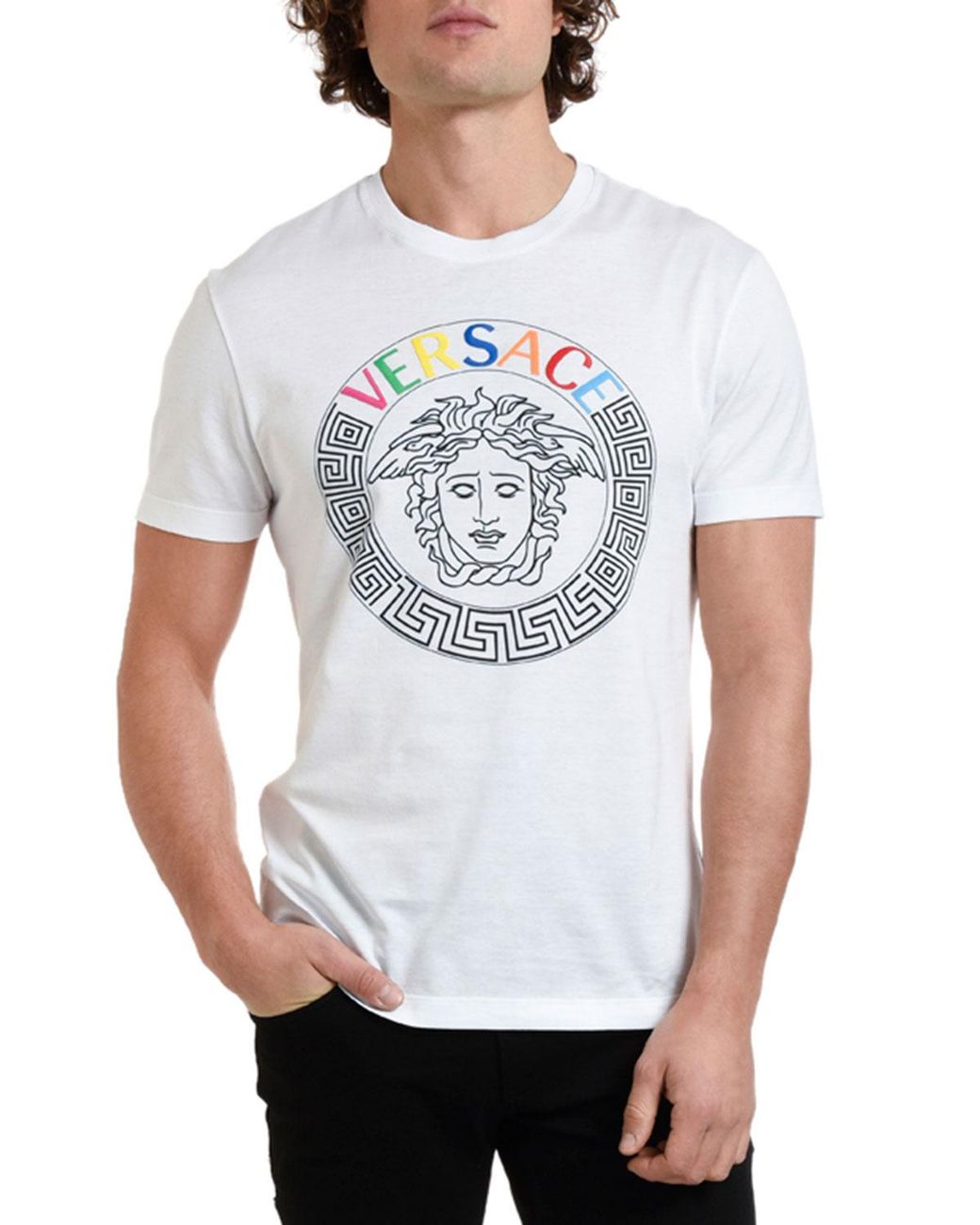 Versace Synthetic Men's Multicolor Medusa Tshirt in White for Men Lyst