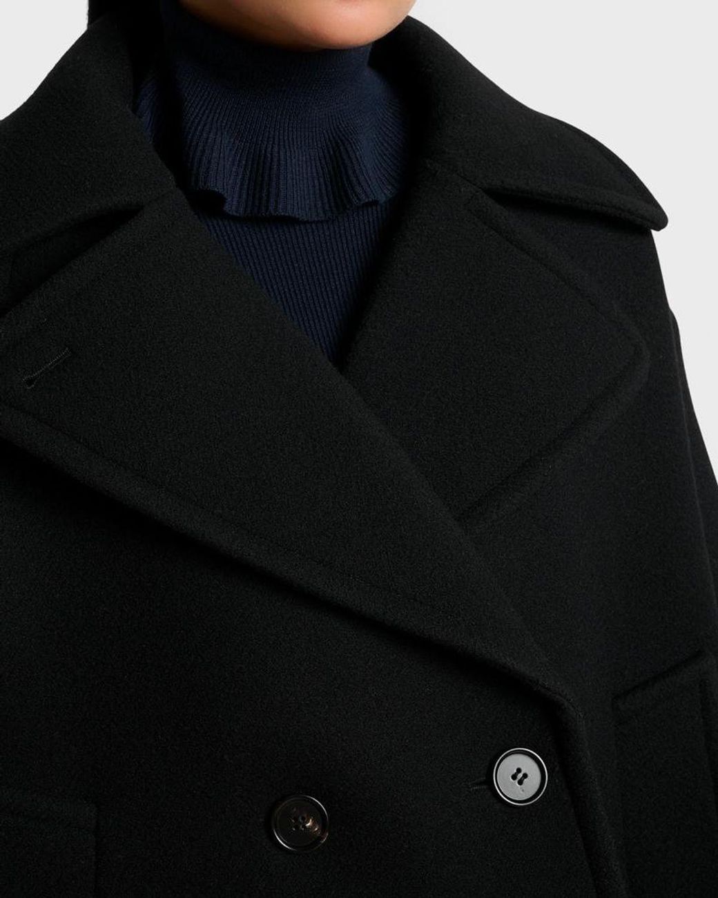Chloé Black Double-Breasted Wool Peacoat