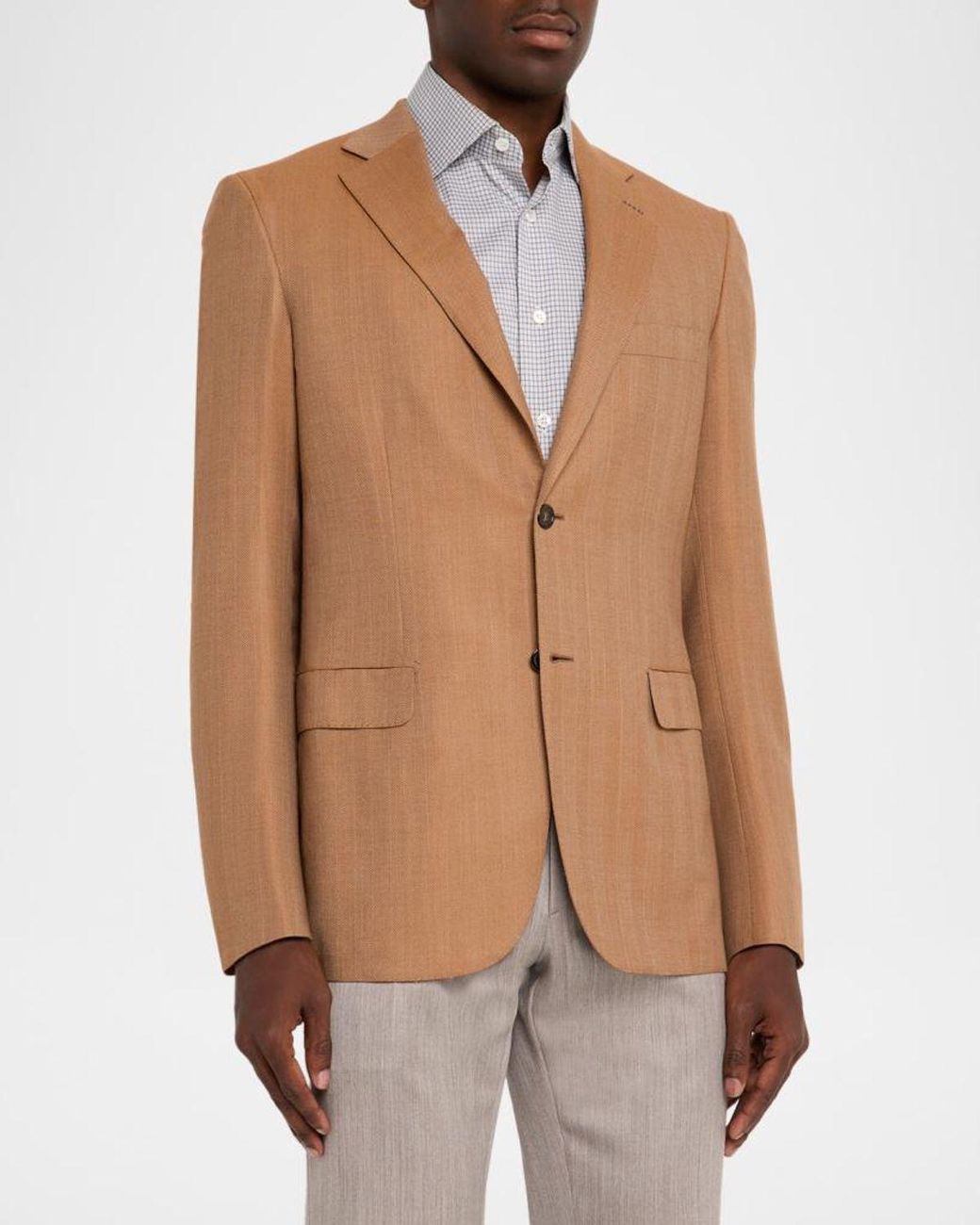 Brioni Brown Apos;S Single-Breasted Herringbone Blazer for men