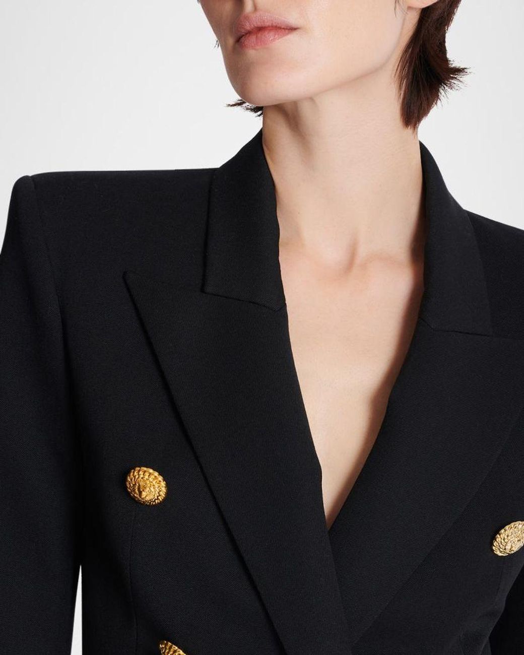 Balmain Black 6-Button Fitted Wool Jacket