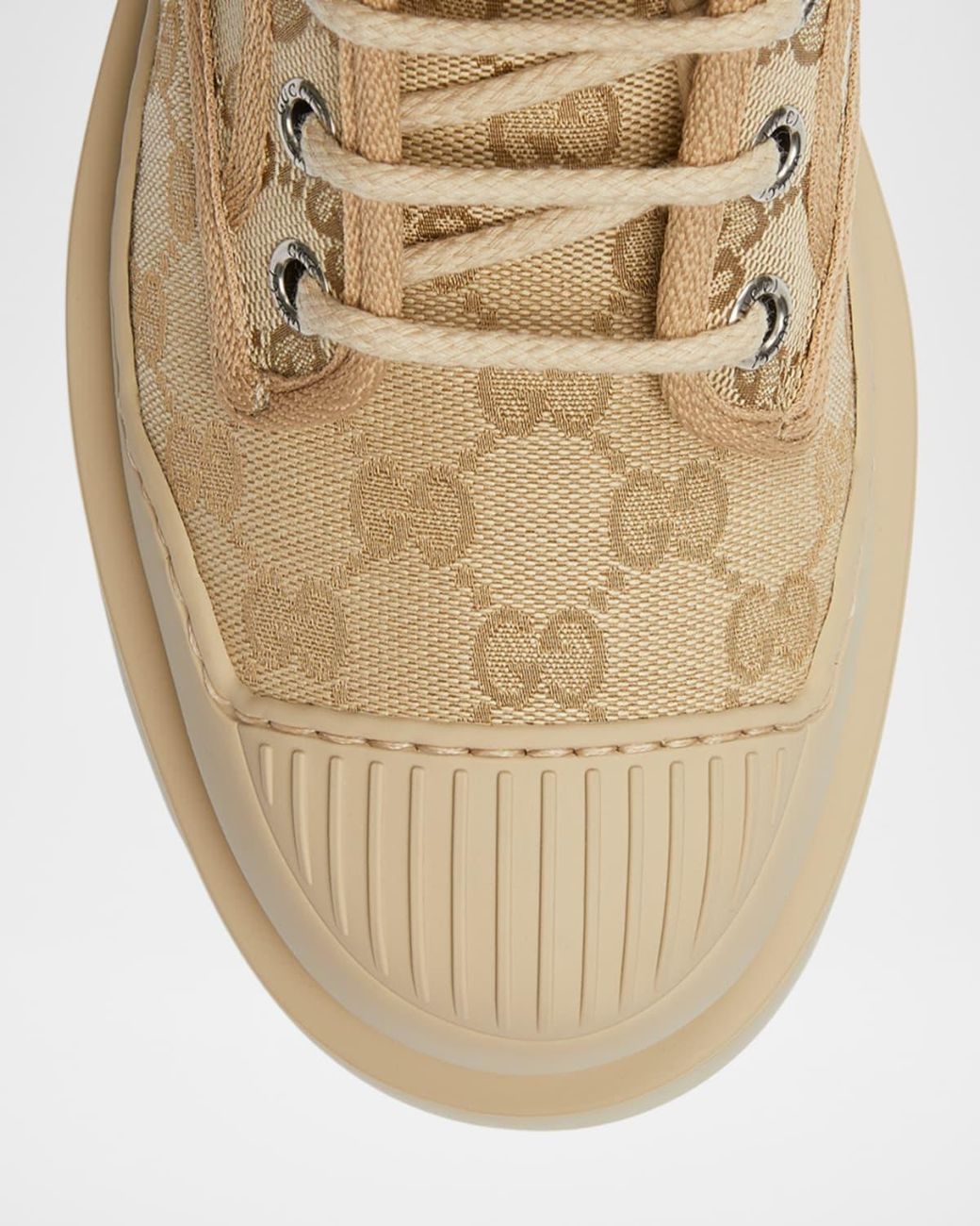Gucci Natural Gg Monogram Canvas Combat Boots