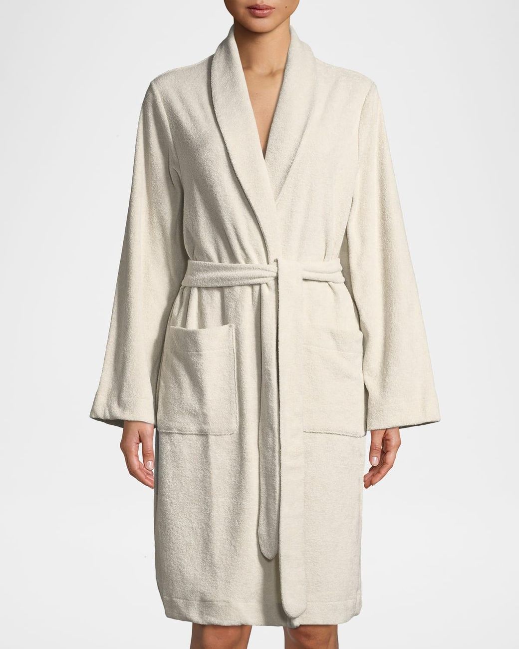 Hanro Plush Short Robe in Natural | Lyst