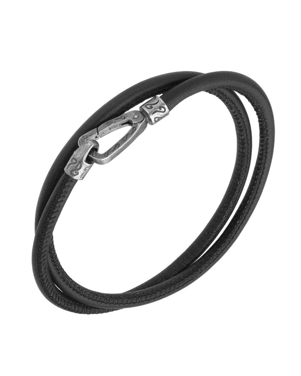 Marco Dal Maso Men S Leather Double Wrap Bracelet Black For Men