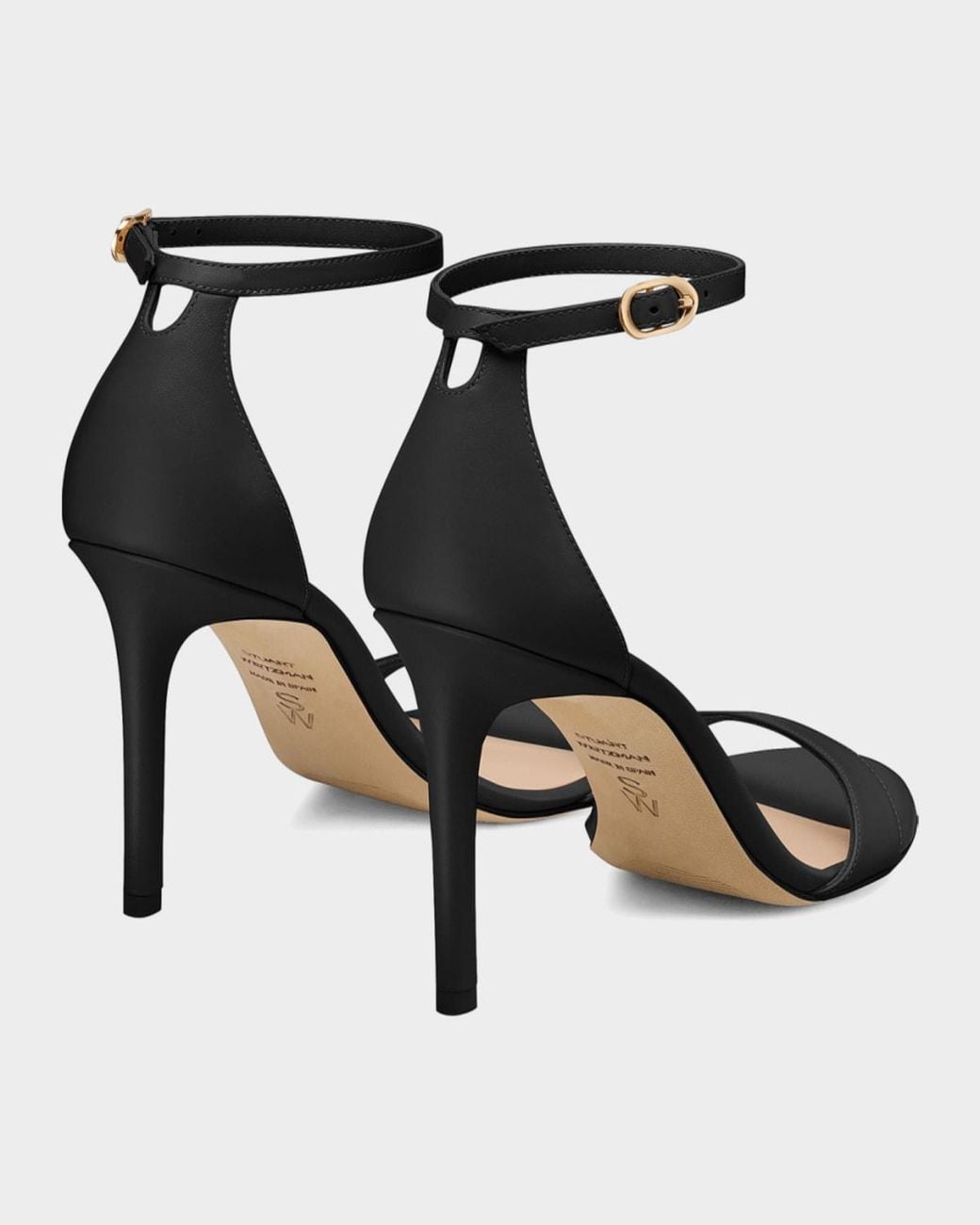 Stuart Weitzman Black 100Mm Nudist Ii Leather Ankle-Strap Sandals