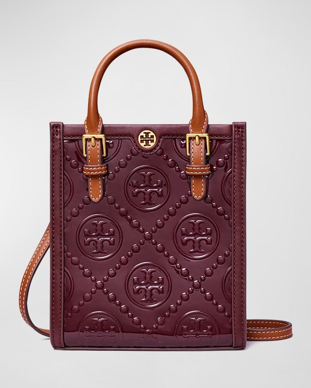 Tory Burch Mini T Monogram Embossed Leather Bucket Bag