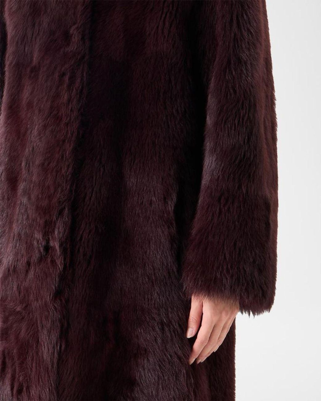 Akris Red Lamb Shearling Reversible Long Coat